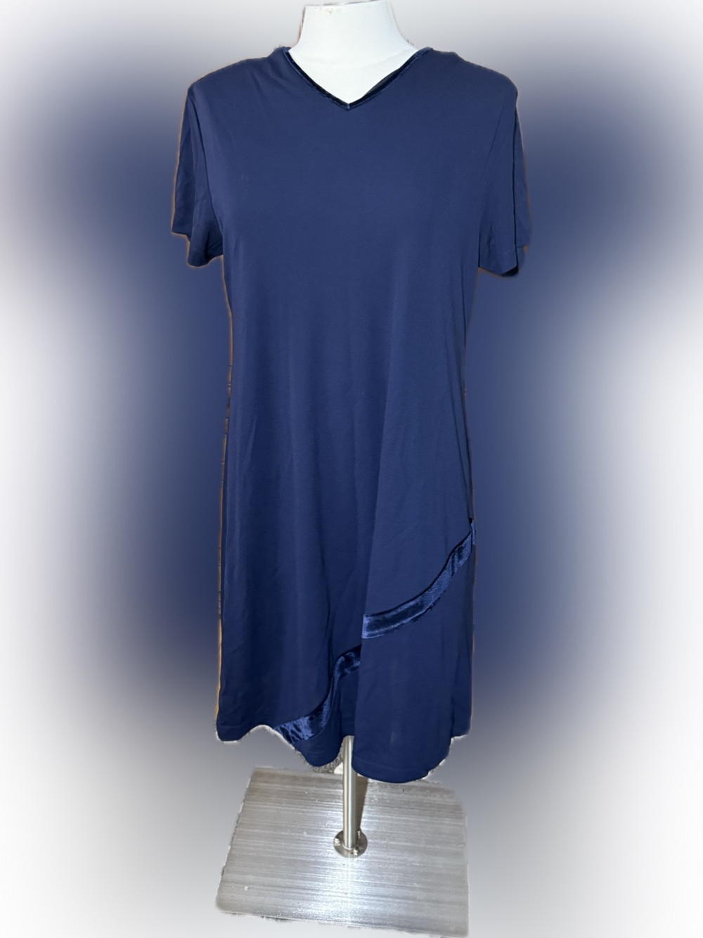 Liz Claiborne Dresses Navy Short Sleeve Midi Dress Asymmetrical XLG